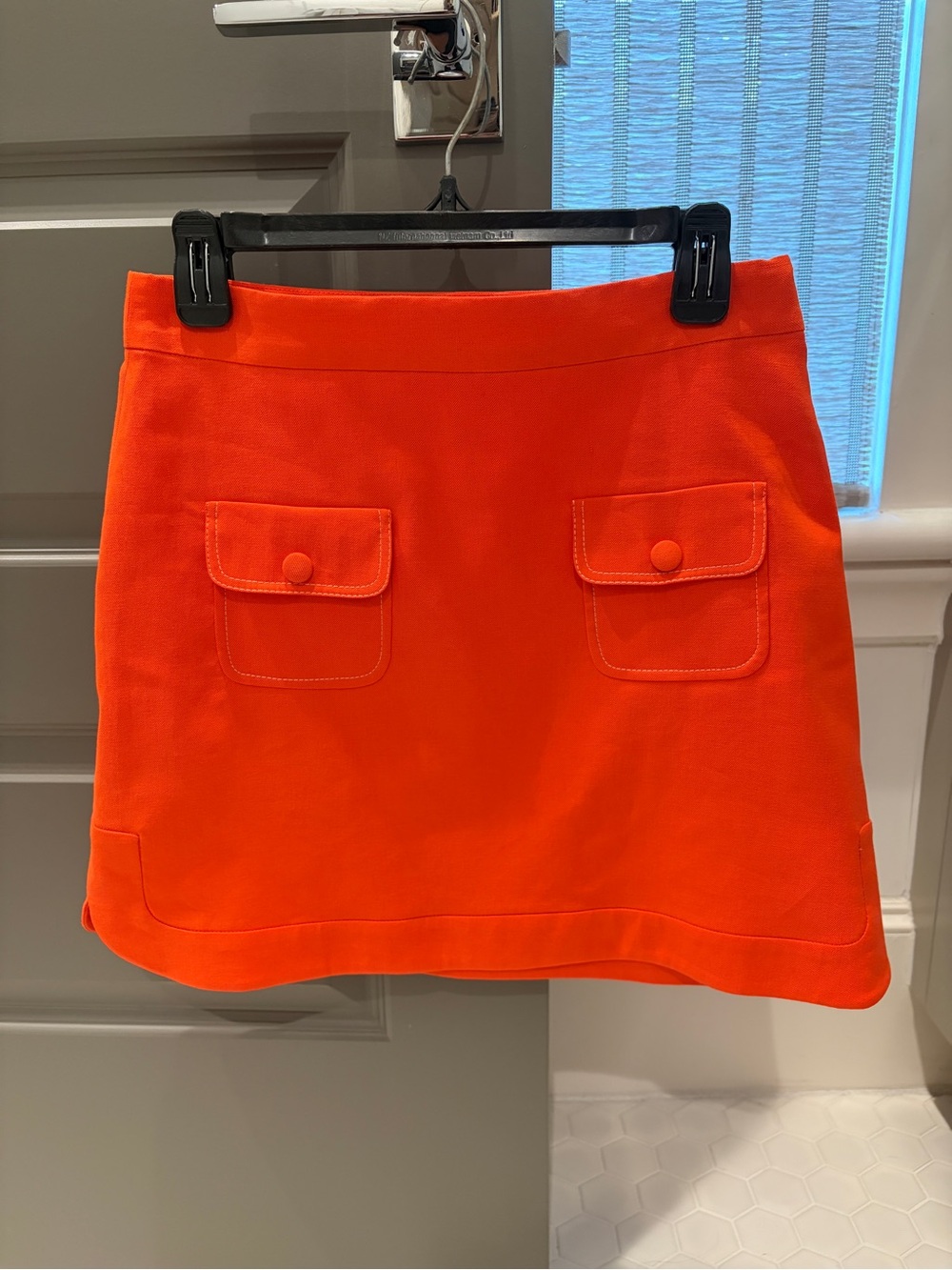 Sandro Bright Orange Mini Skirt with Front Flap Pockets - size 38 US 6